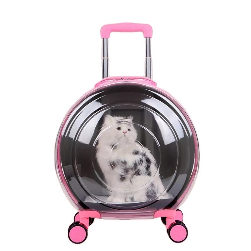 Pet Carriers Portable Wheel Stroller Trolley Pet Backpack Carrier Whole Transparent Cat Bag For Travel Pet Cages Carriers