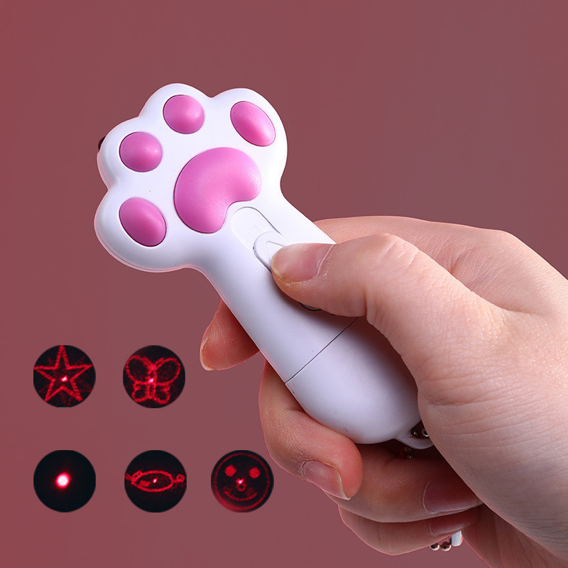 Best Selling Lovely Paw Shape Pet Cat Toys USB Charge Laser Pointer Mini Led Toys UV Light Cat Laser Toys