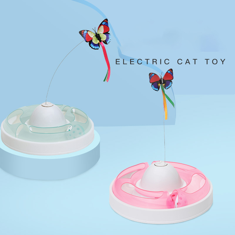 Funny Cat Exercise Toys Butterfly interactive Cat Rotating Toy With Butterfly Feather