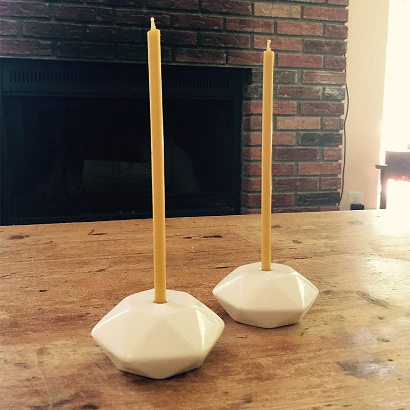 TAOXIN Modern Ceramic Candle Holders for Tiny Tapers, White Ceramic Holders for Slim Taper Candles