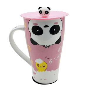 cheap items to sell 3d animal ceramic nose mug with silicone lid and big handle