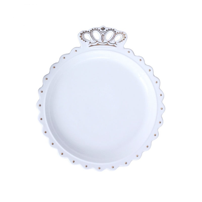 Creative porcelain plate Crown ceramic plate Gold rim ceramic plate