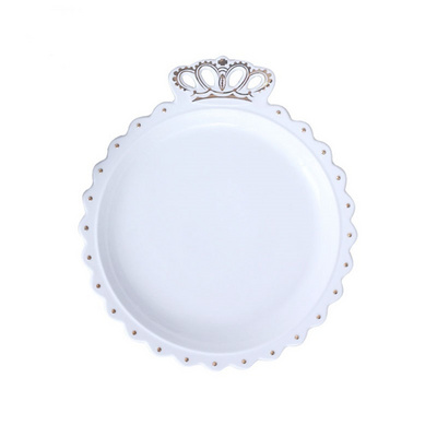 Creative porcelain plate Crown ceramic plate Gold rim ceramic plate