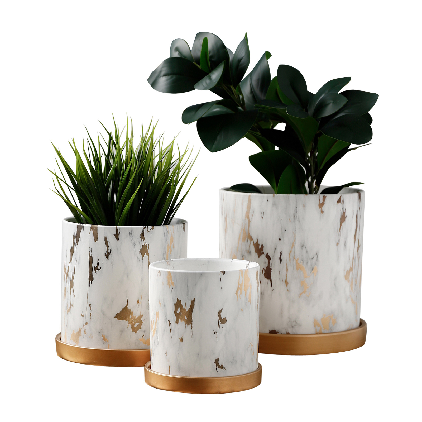 Nordic style simulation green plant pot decoration small marbled ceramic vase for interior decoration