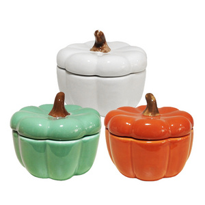 Creative pumpkin shaped candle vessel ceramic candle containers with lids