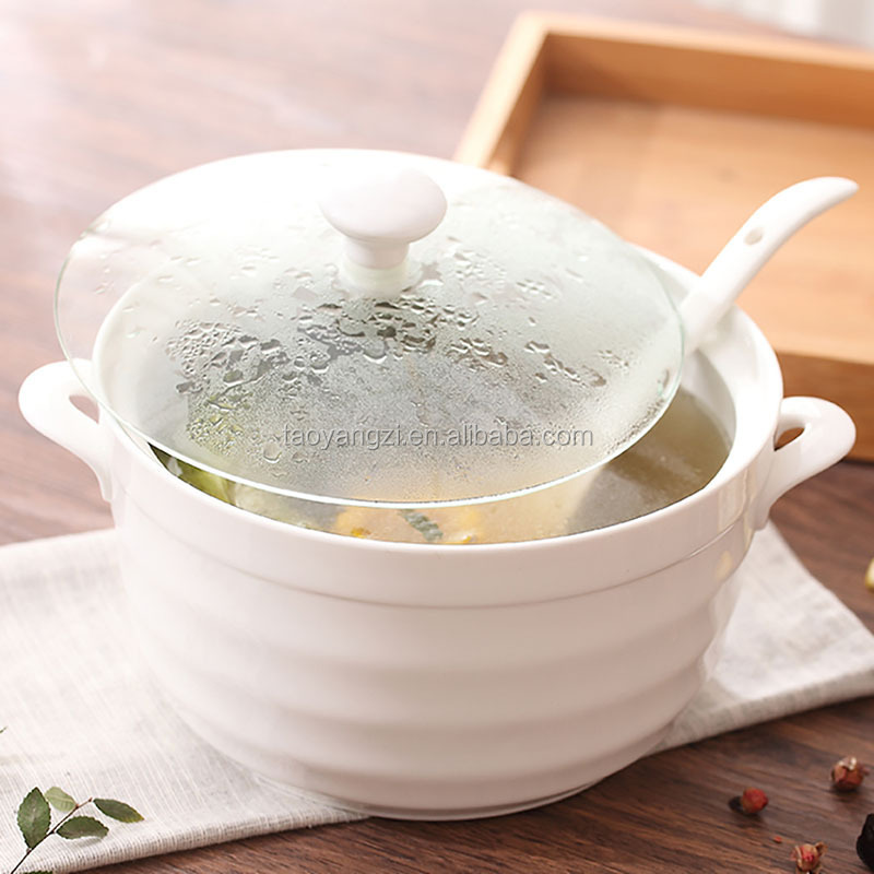 Made In China Hot Pot Ceramic Soup Pot With Glass Lid