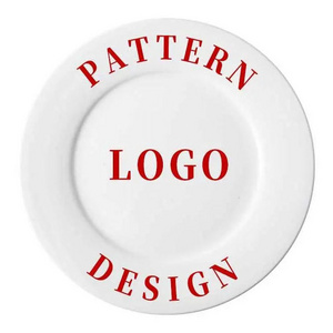 custom printed Logo ceramic flat plates dinnerware restaurant dessert white dish round square dinner porcelain flat plates