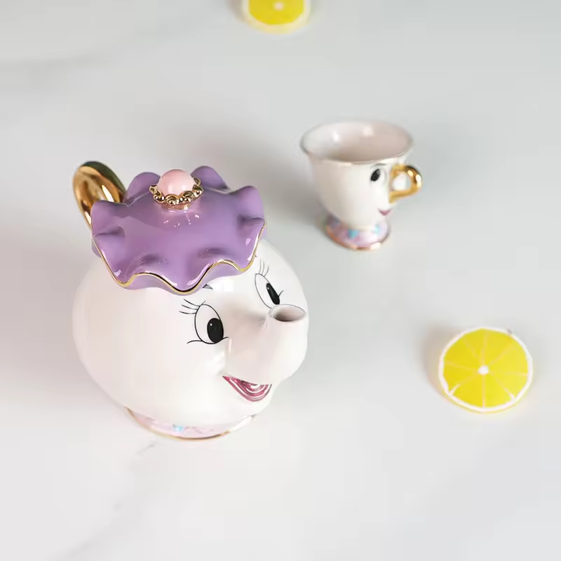 Custom Printing Pottery Coffee Cup bella y bestia Decoration Ceramic Mug Beauty and The Beast Tea Cup Pot Set