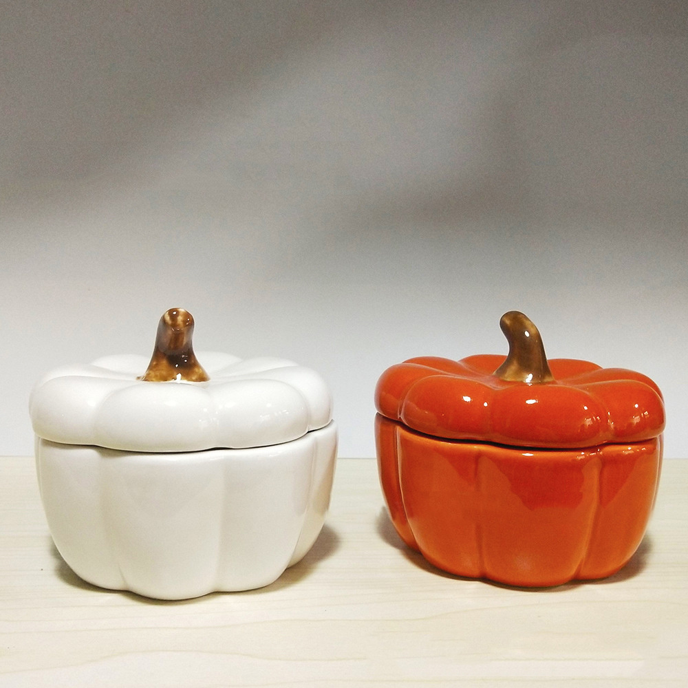 Creative pumpkin shaped candle vessel ceramic candle containers with lids