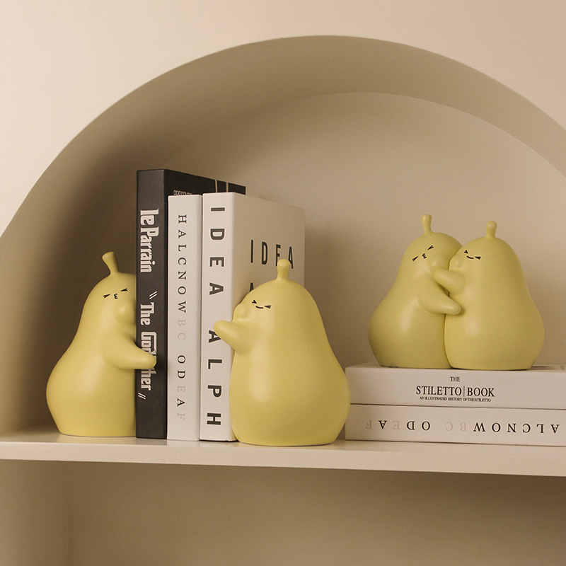 Pear Pair Figure Book Stand Porcelain Bookend Accessory Decorative Ornaments