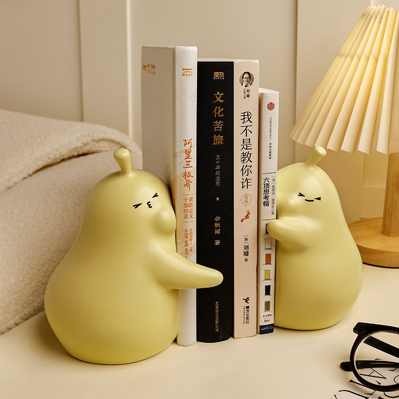 Pear Pair Figure Book Stand Porcelain Bookend Accessory Decorative Ornaments