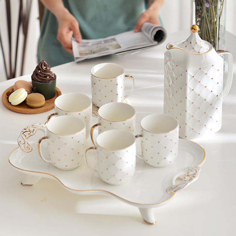 Wholesale custom white elegant porcelain tea set ceramic tea sets for afternoon tea