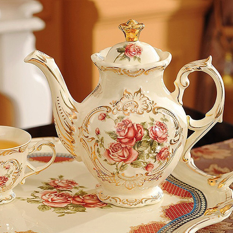 8pcs/set Delicate Bone china Coffee Tea Set European Vintage Tea Set With Tea Pot