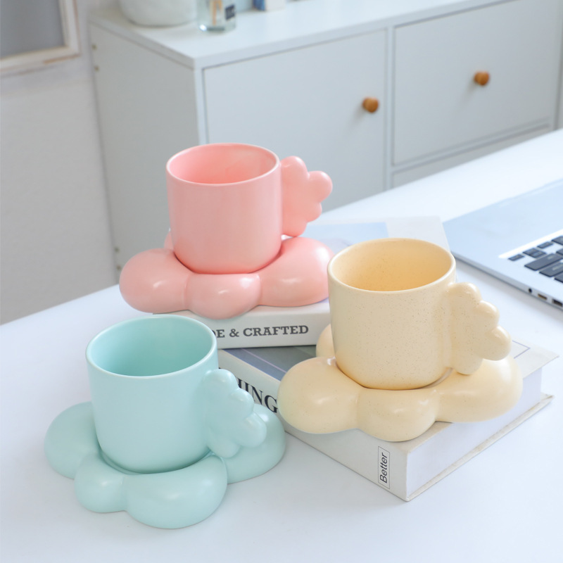 Korea ins cloud couple ceramic coffee cup with saucer