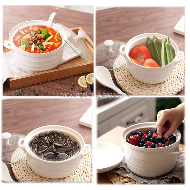 Made In China Hot Pot Ceramic Soup Pot With Glass Lid