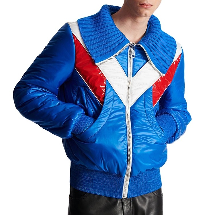 Custom Waterproof Cropped Vinyl Puffer Winter Baseball Bomber Letterman Varsity Jacket for Men