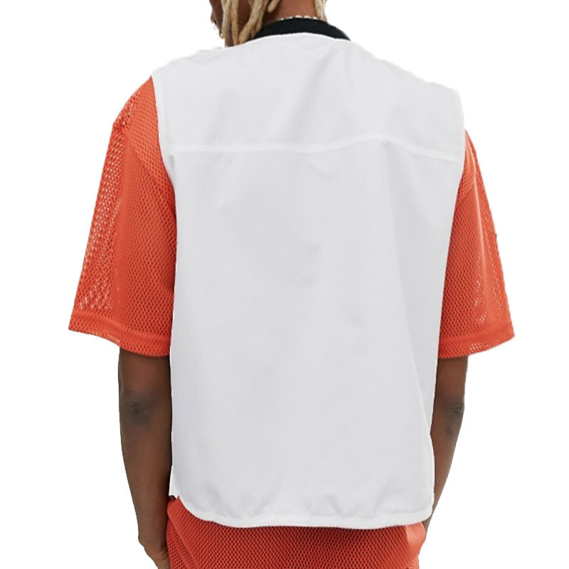 OEM Service Wholesale Men's Casual Cropped Utility Style Pockets Baseball Collar Vest In White