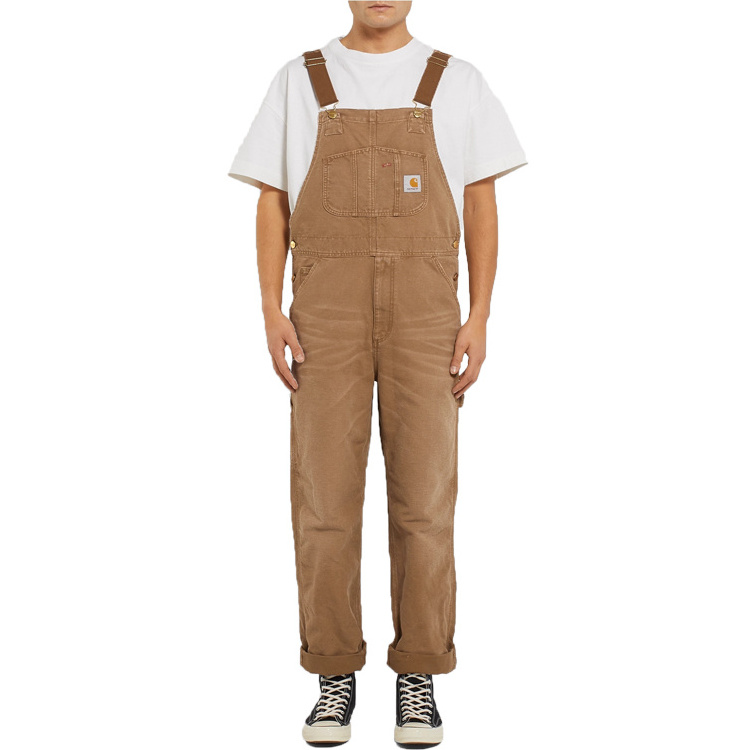 OEM custom new fashion mens cotton bib overalls multi pocket jumpsuit for man