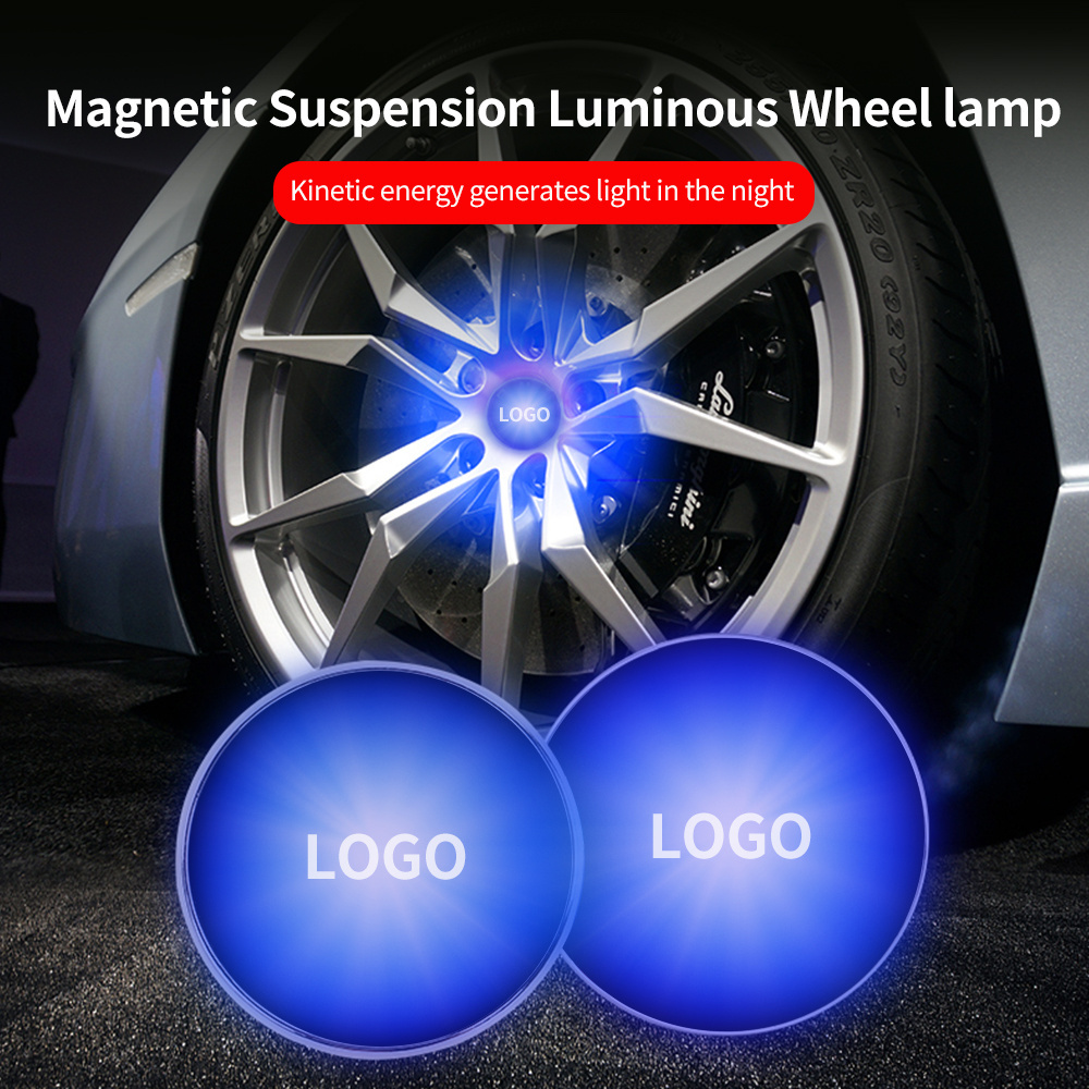 4pcs Auto Logo Wheel Hub Magnetic Suspension Led Lighting Car Energy Flash Light Floating Illumination  Center Hub Wheel Cover