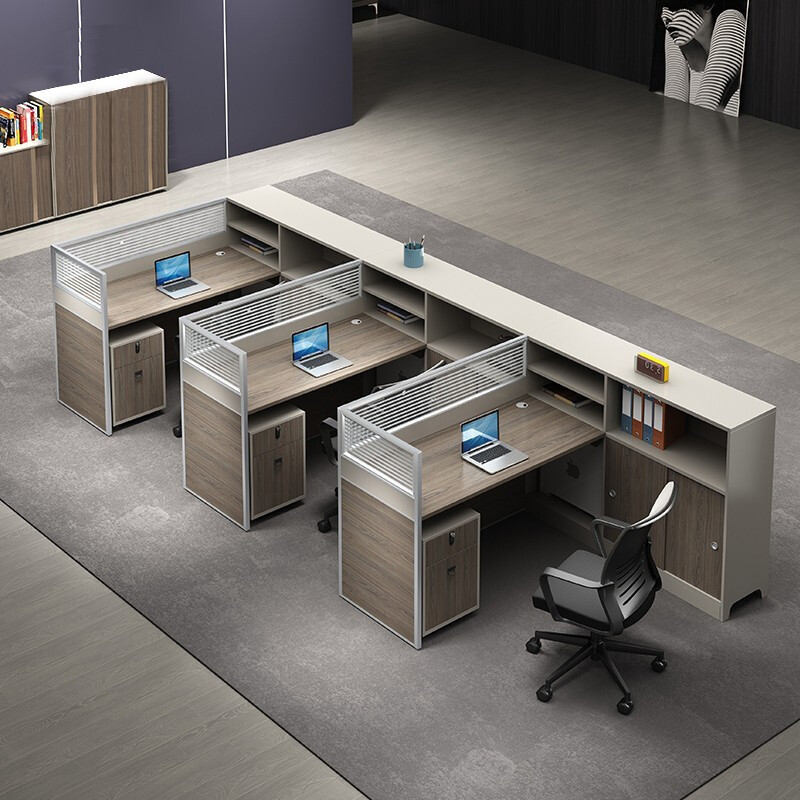 Modern Office Melamine 4 Seats Staff Partition PC Desks glass cubicle  modular  Workstation open area furniture