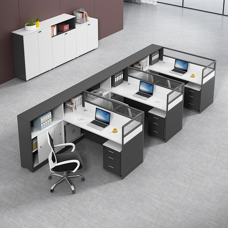 Modular Office Tables Call Center Cubicles 6 Person Workstation Office Table Office Furniture with Steel Leg And Screen