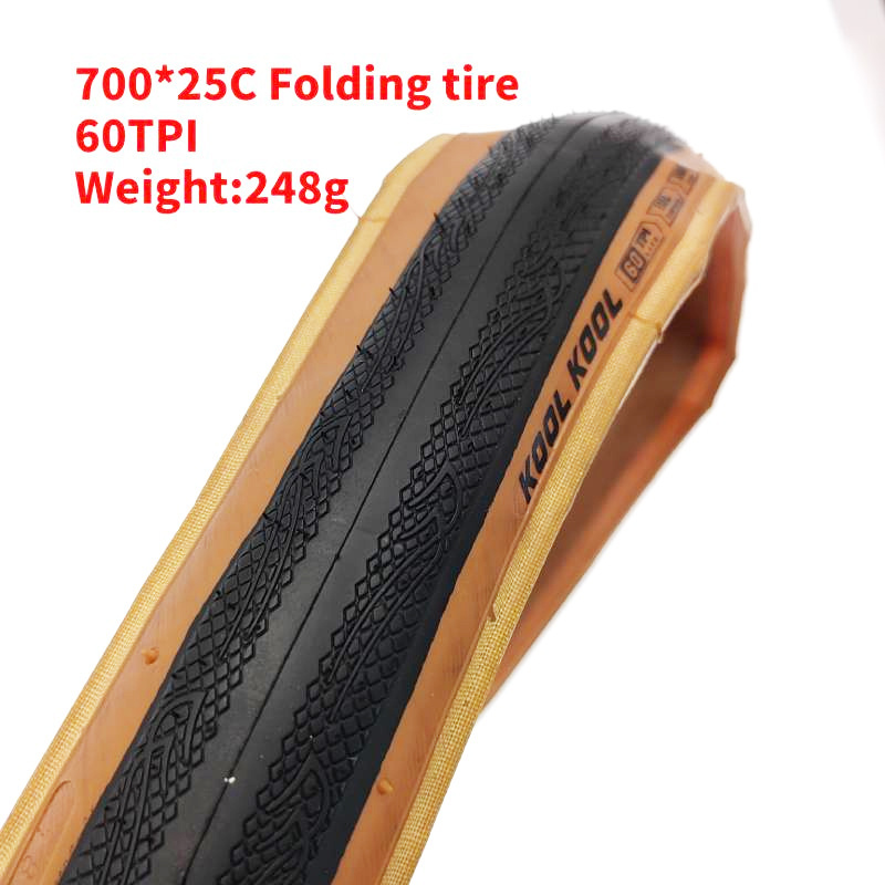 TAOZIK 700 23 25 C Yellow Brown Side Bead Folding Racing Road Bike Tire Tyre