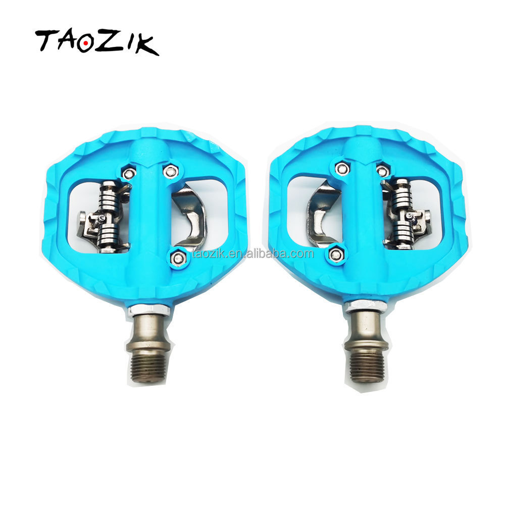 Taozik Tm108 lock Spd Flat Multi Terrain nylon fiber Self-locking  Cro Steel Axis Shaft Mountain  Road Bike Pedals