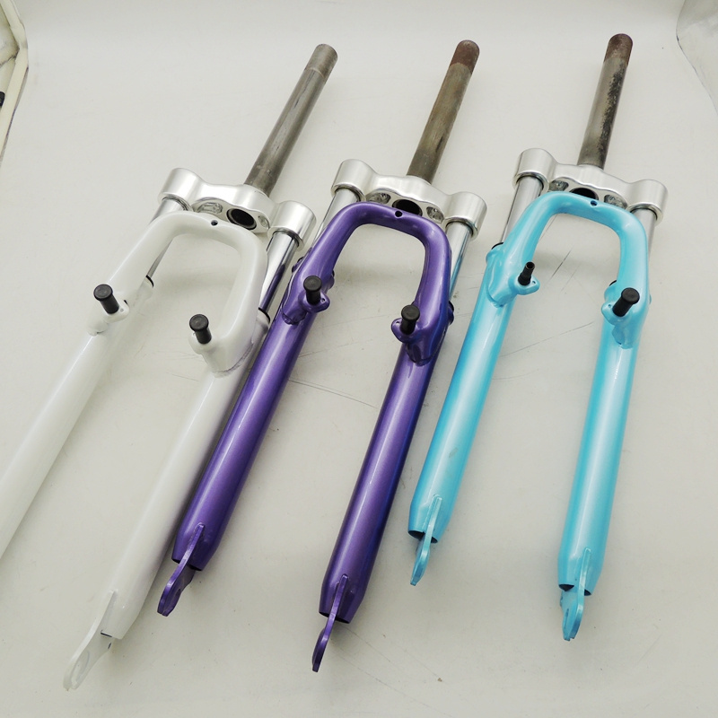 TAOZIK 26  Carbon Steel Blue Purple White Color Thread 28.6 mm Tube Mountain Bike V brake Bicycle Fork