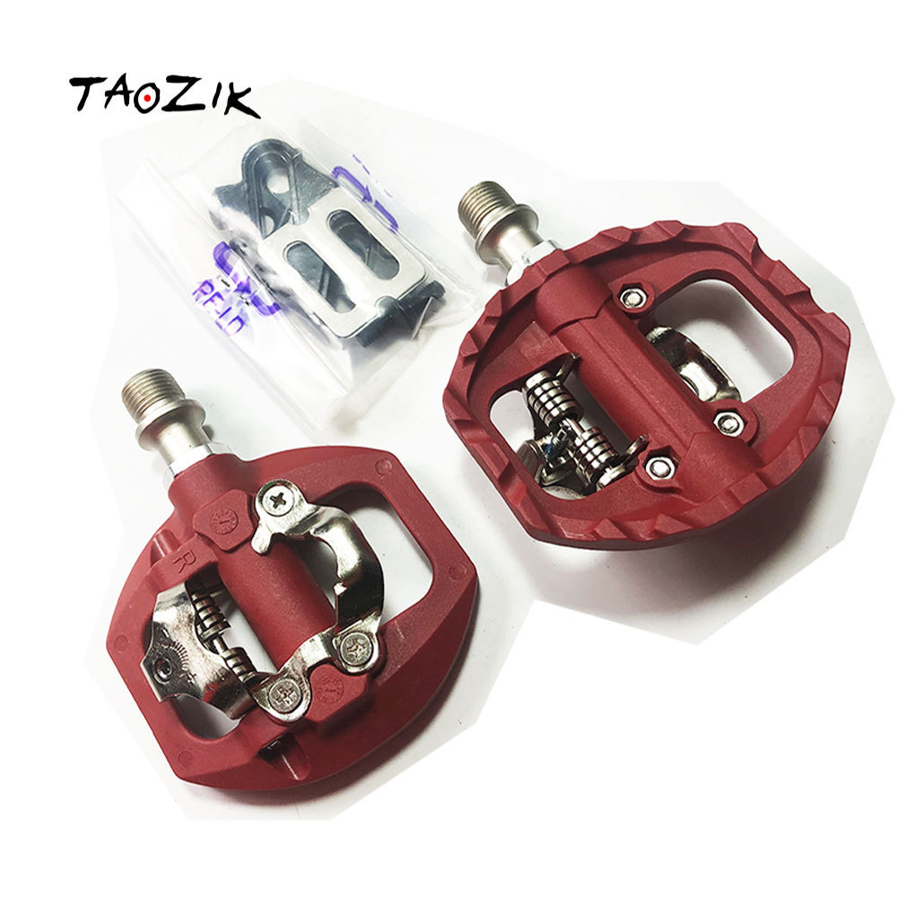 Taozik Tm108 lock Spd Flat Multi Terrain nylon fiber Self-locking  Cro Steel Axis Shaft Mountain  Road Bike Pedals