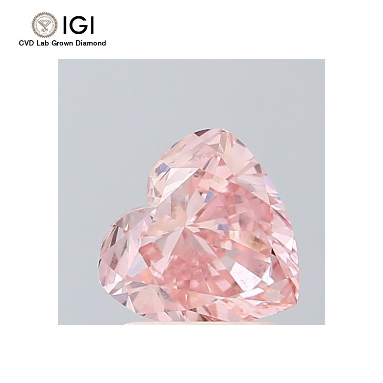 IGI Certified 1.22 Carat VS1 Clarity Lab Grown Intense Pink Color Heart Cut CVD Loose Diamonds at Low Price for Jewelry Making