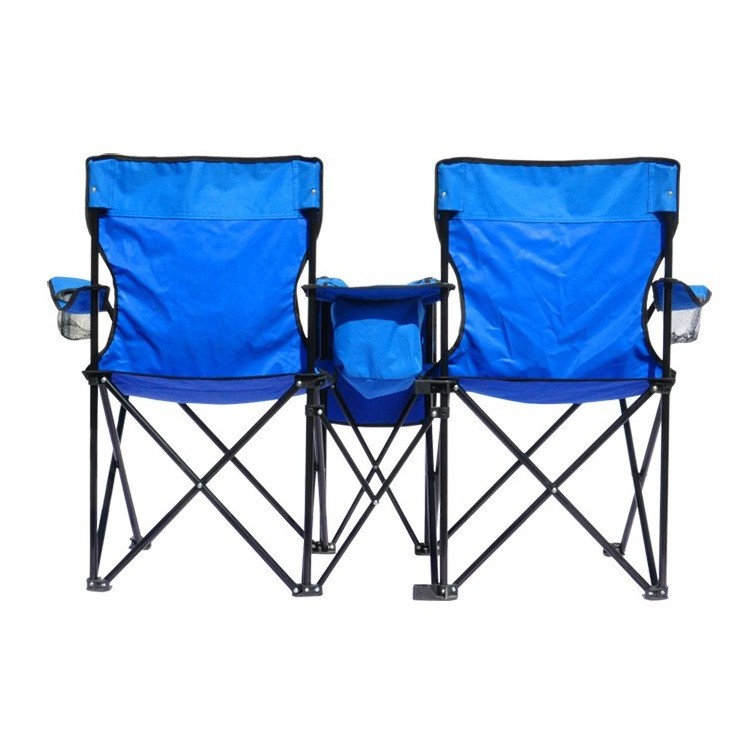 Factory Custom Wholesale Portable double outdoor folding large beach chair with umbrella and cooler bag for camping