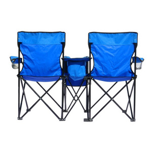 Factory Custom Wholesale Portable double outdoor folding large beach chair with umbrella and cooler bag for camping