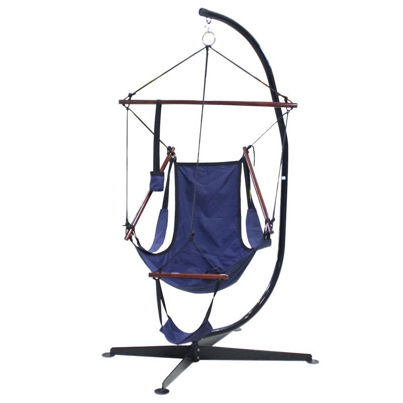 Hanging Rope Hammock Chair Swing Seat with Adjustable Multi-Use Stand for Any Indoor or Outdoor Spaces