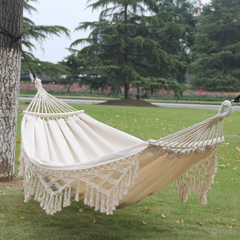 Tassel Hammock Outdoor Folding Camping Woven Canvas Swing Portable Hanging Chair Wholesale Double