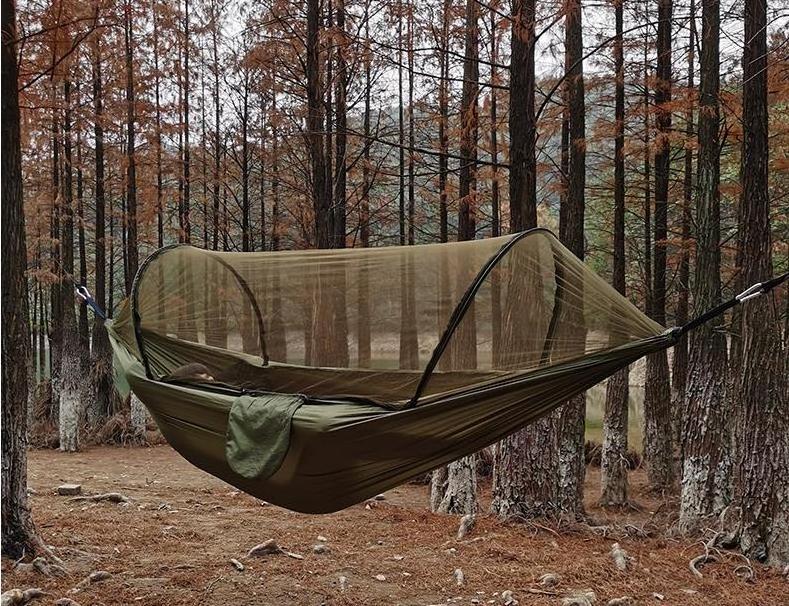 Low price wholesale outdoor camping pole mosquito net hammock, nylon hammock with mosquito net