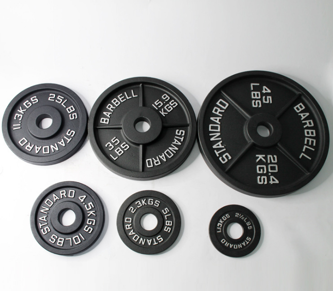 Durable Steel Gym Equipment Unisex Plates for Weight Lifting 5/10/20LB/KG Free Weight with Cast Iron Plates