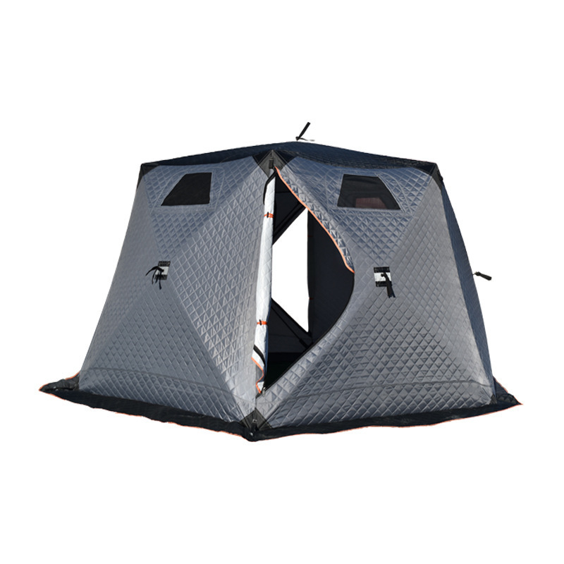 Hexangular Ice Cube 5-6 Persons Instant Shelter Camping Thicken Winter Fishing Tent Black Gray