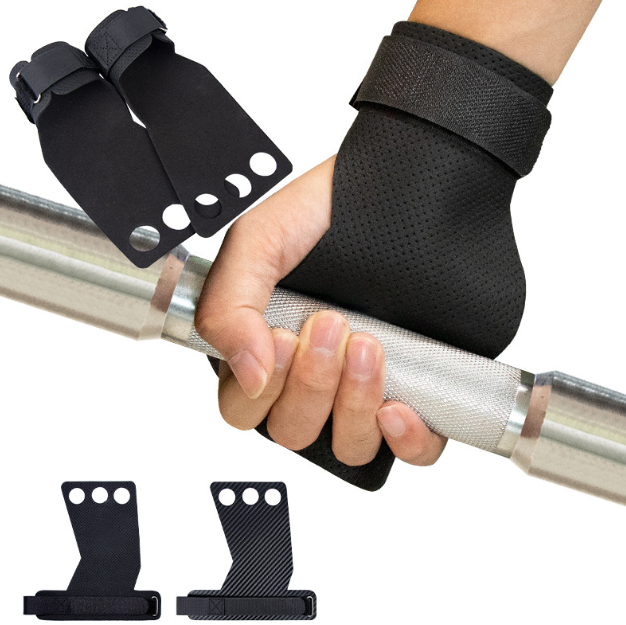 Weight lifting Carbon fiber leather 3hole hand palm guard Cross Fit Gymnastic grips