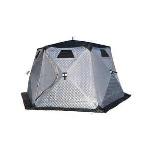 Hexangular Ice Cube 5-6 Persons Instant Shelter Camping Thicken Winter Fishing Tent Black Gray