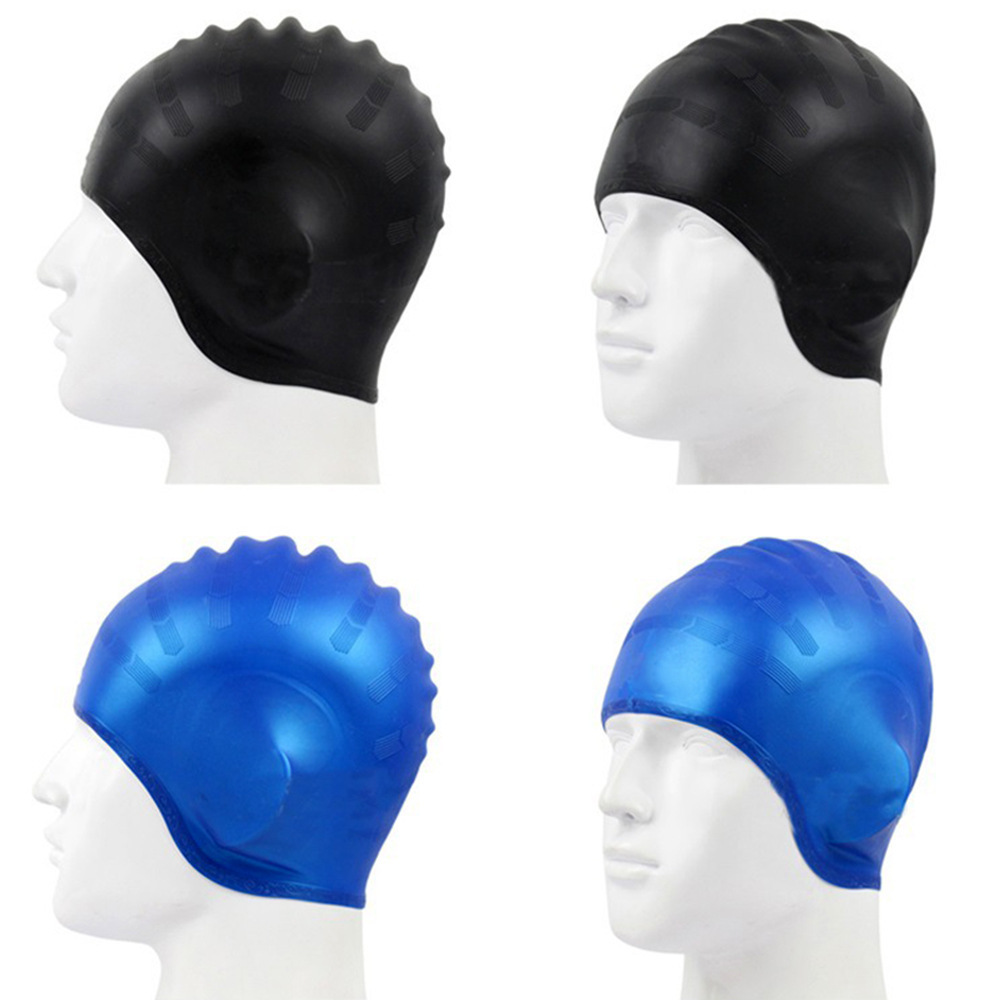 OEM Adult Long Hair Waterproof Swim Pool Cap Ear Protect Large Silicone Diving Hat