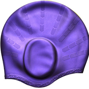 OEM Adult Long Hair Waterproof Swim Pool Cap Ear Protect Large Silicone Diving Hat