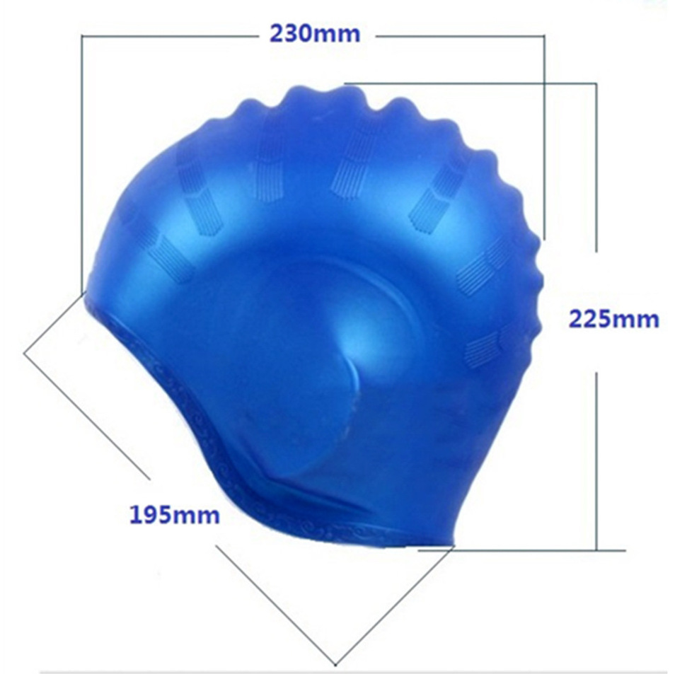 OEM Adult Long Hair Waterproof Swim Pool Cap Ear Protect Large Silicone Diving Hat