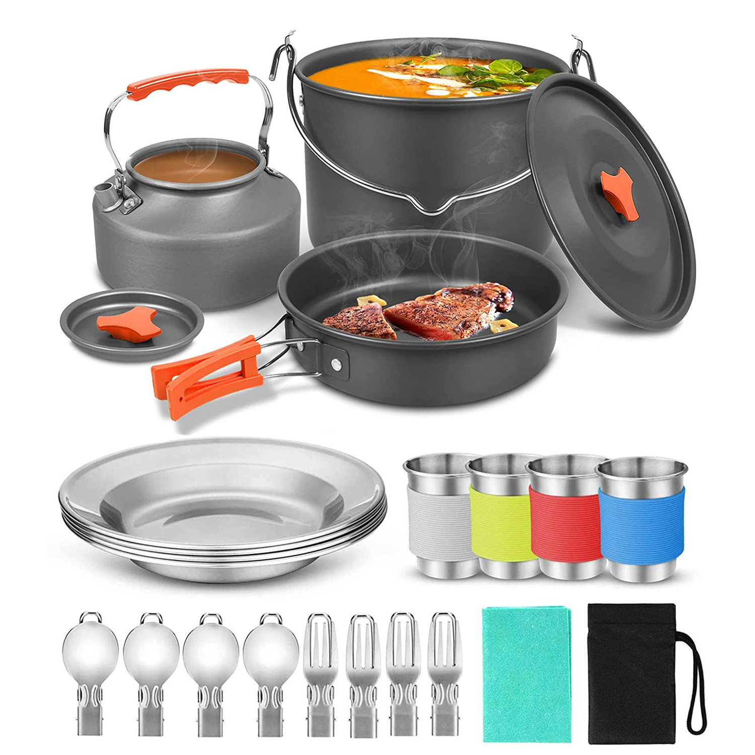 Outdoor Products Best Selling Camping Pot Set Kettle Outdoor Pots Camping Cookware Teapot Combination