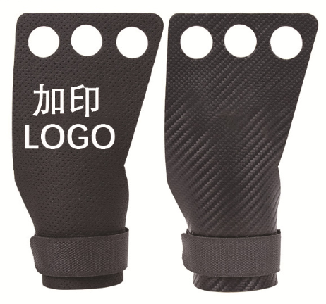 Weight lifting Carbon fiber leather 3hole hand palm guard Cross Fit Gymnastic grips