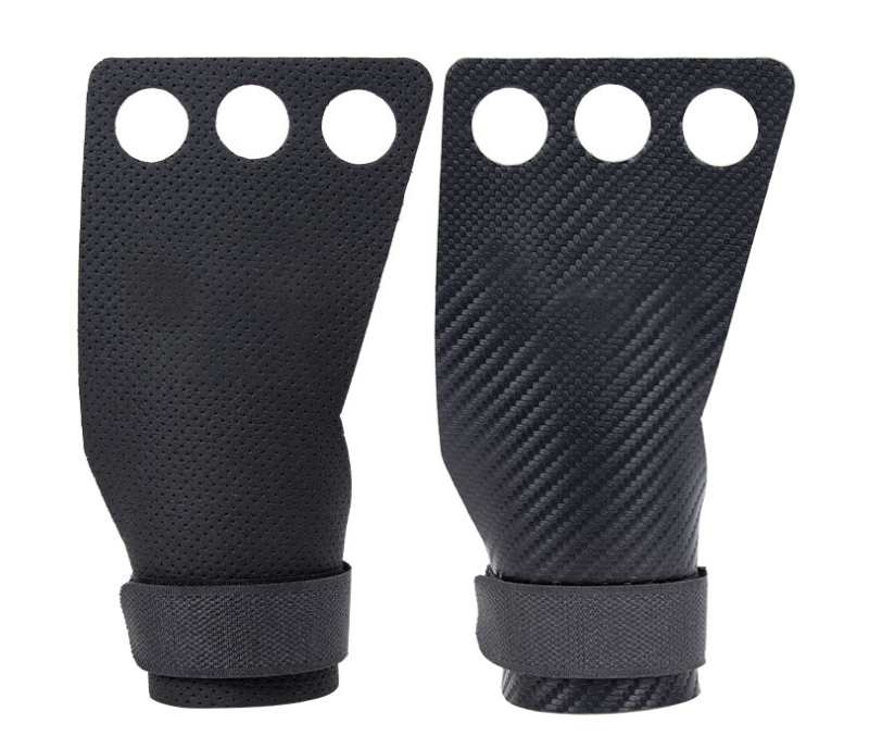 Weight lifting Carbon fiber leather 3hole hand palm guard Cross Fit Gymnastic grips