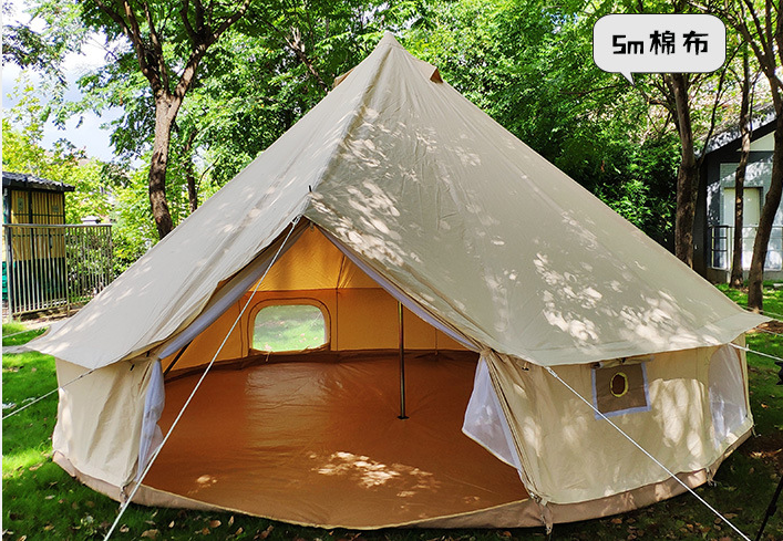 Hot Selling Luxury Glamping Bell Tent 3m 4m 5m 6m Outdoor Camping Cotton Canvas Tent Two Waterproof Single Oxford Large Four