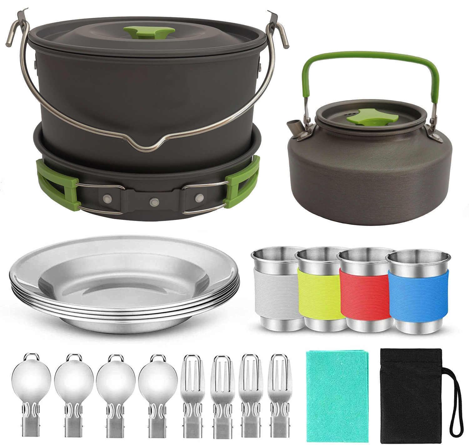 Outdoor Products Best Selling Camping Pot Set Kettle Outdoor Pots Camping Cookware Teapot Combination