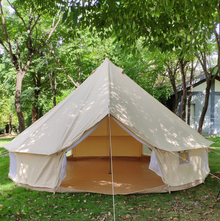 Hot Selling Luxury Glamping Bell Tent 3m 4m 5m 6m Outdoor Camping Cotton Canvas Tent Two Waterproof Single Oxford Large Four