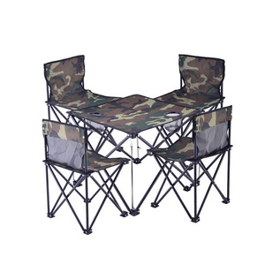 Outdoor folding table and chair 5-piece portable storage camping leisure table and stool combo set