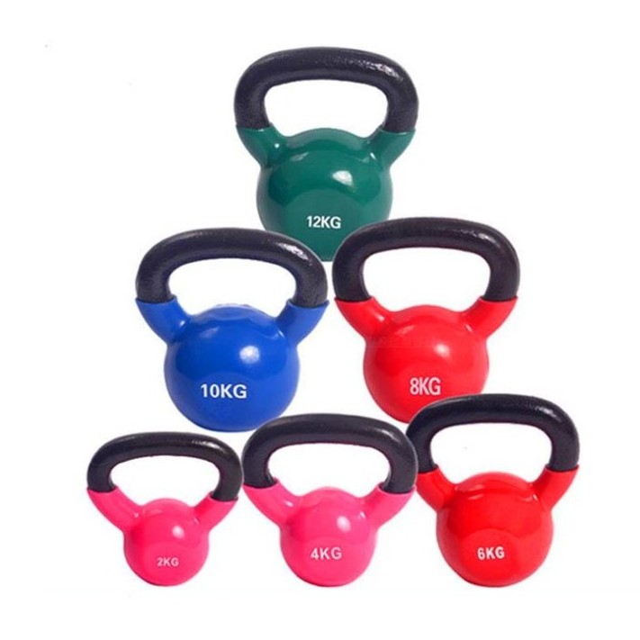 New design Solid handle 4kg 6kg 8kg 10kg 12kg 16kg  Colorful Vinyl cast iron kettlebell